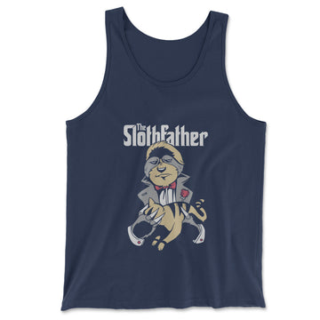 The Slothfather Men/Unisex Tank in Navy color